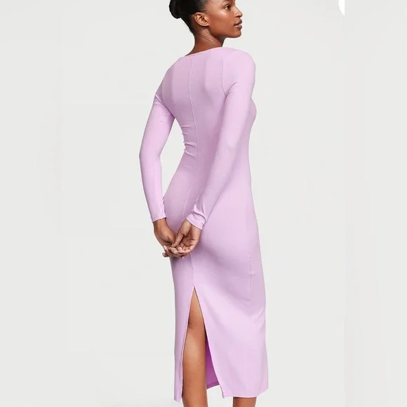 SOLD 🥰TY VICTORIAS SECRET RIBBED MODAL LONG SLEEVE SLIP DRESS LARGE BNWT - Picture 2 of 4
